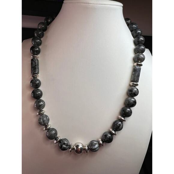 NEW Larvakite and sterling silver necklace - Picture 2 of 16